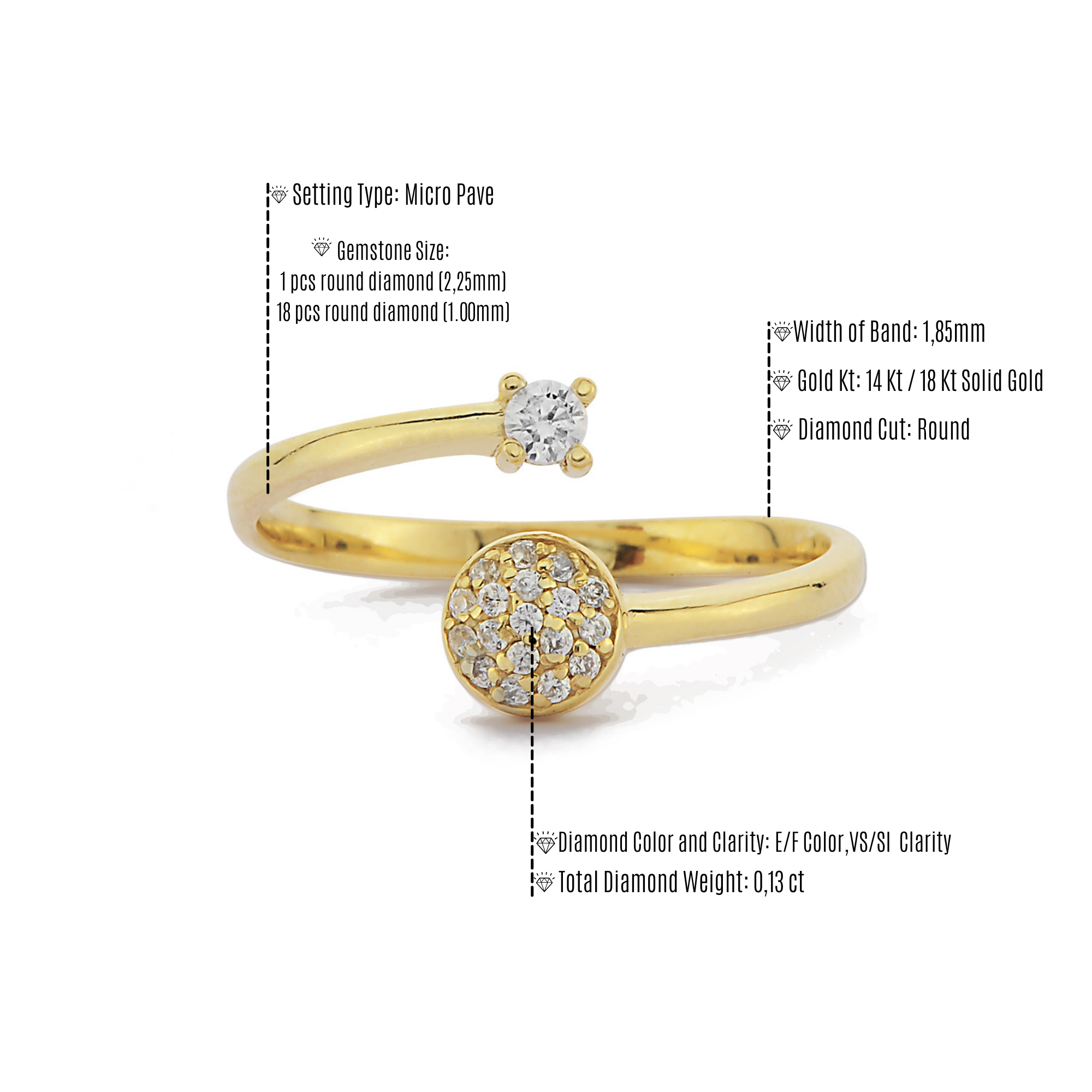 Minimalist Ball Shaped Cluster Round Diamond Ring