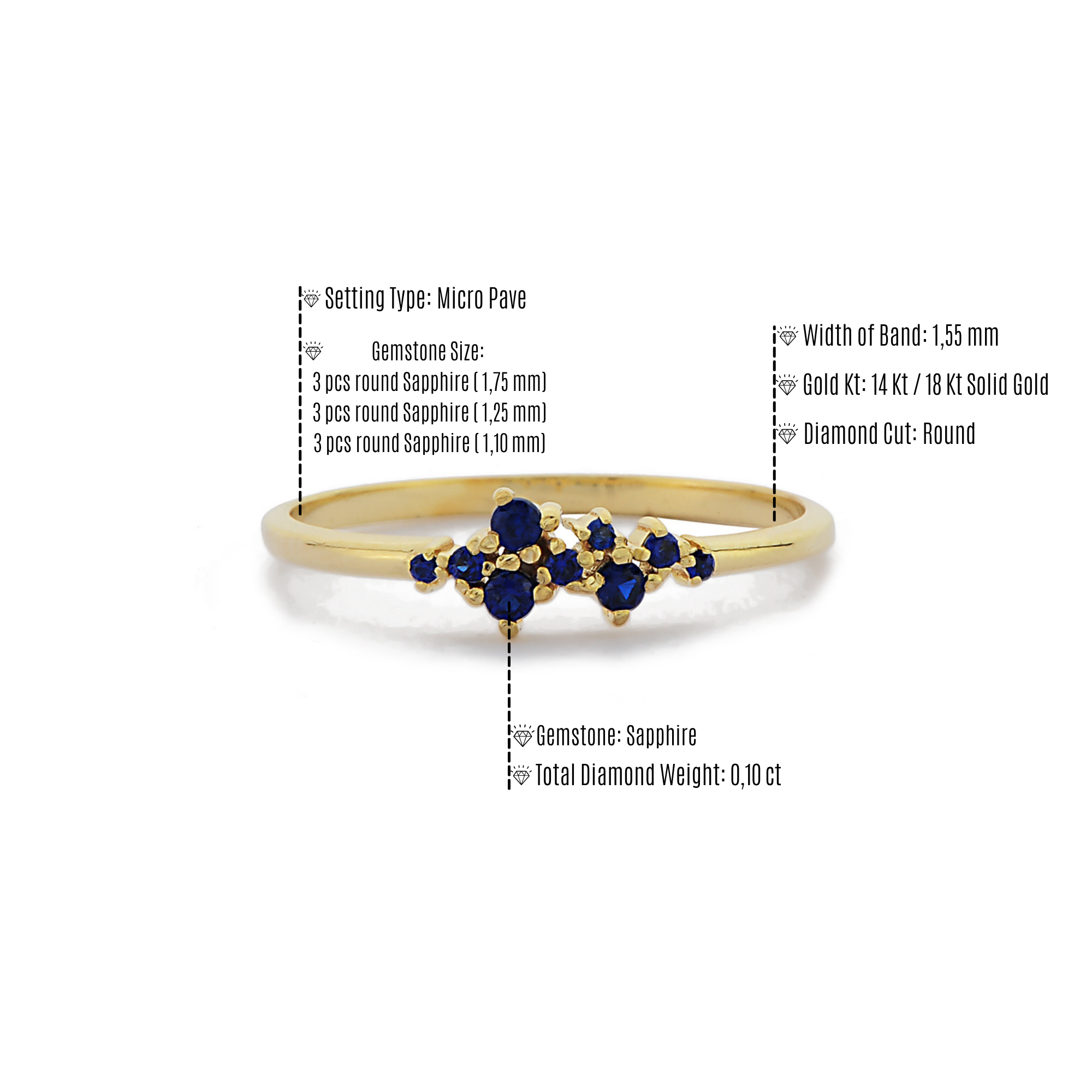 14K Gold Sapphire Baguette Ring